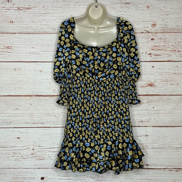 Dark Pink London Sweetheart Neck Mini Dress in Ditsy Floral Multi Sz 8 - Picture 7 of 10